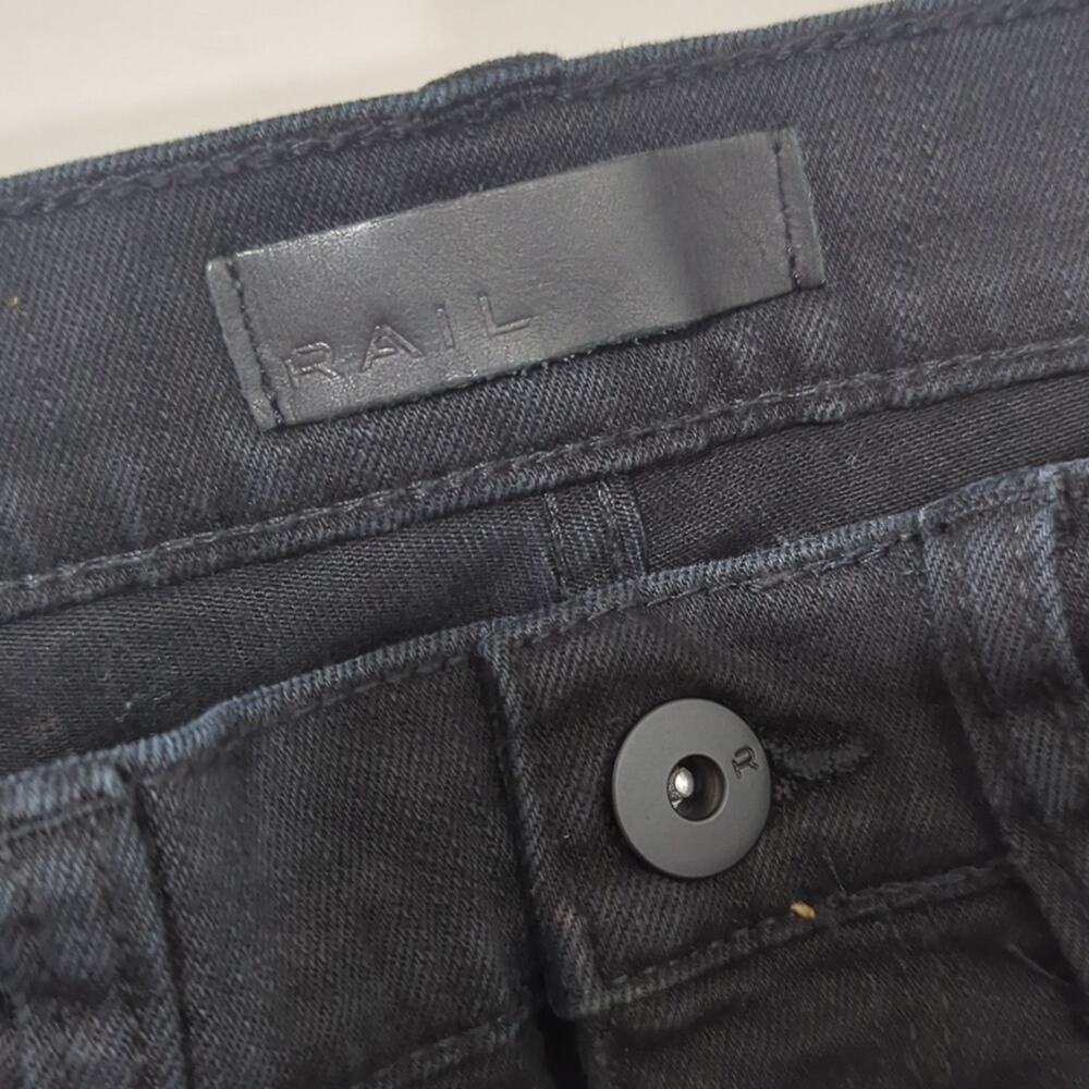 The Rail Stretch Skinny Jeans Black Mens 31x32 Distressed Denim Punk Skater - Picture 4 of 9